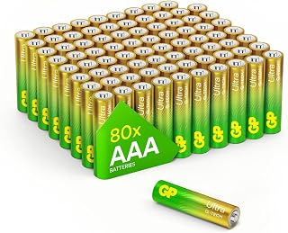 Ultra Alkaline Triple A Batteries, Long Lasting Power for High-Performance Devices - Ideal for Radio, Camera, Alarm - Industrial Use, Anti-Leakage, 10-Year Shelf Life - 80 Pack by GP AAA Batteries