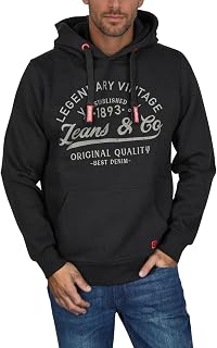 riverso RIVArmin Men's Hooded Sweatshirt with Kangaroo Pockets Regular Fit Cotton Print Grey Blue Navy Black S M L XL XXL 3XL 4XL 5XL