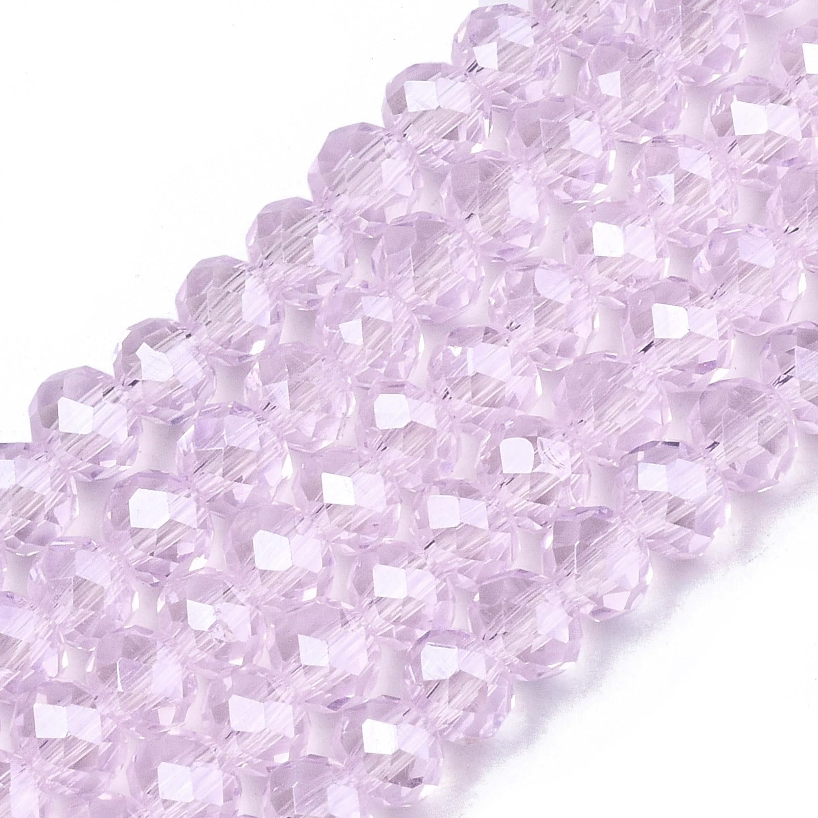 10 Strands Electroplated Clear Glass Beads 4x3mm Faceted Pink Pearl Beads Spacer