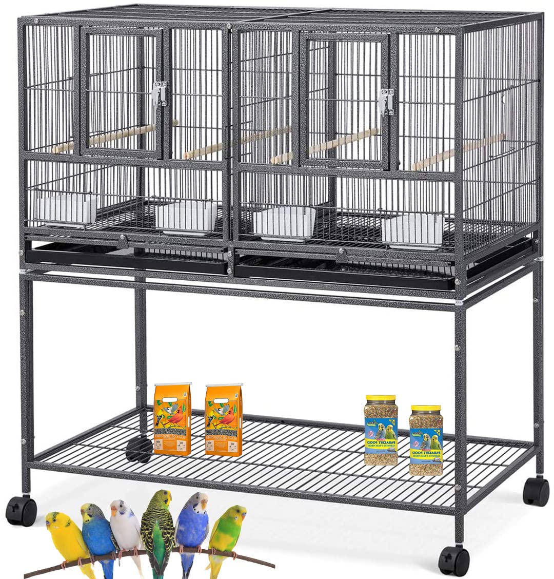 Combo One Stacker Strudy Wrought Iron Center Divided Breeder Breeding Bird Fligh