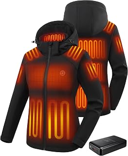 HOOHEAT Womens Heated Jacket with 16000mAh Battery Pack Included for Winter | 15 Heating Zones, 3 Heat Levels, Fleece Lining, Detachable Hood, Slim Fit, Commuting, Hiking, Ice Skating, Machine Washable