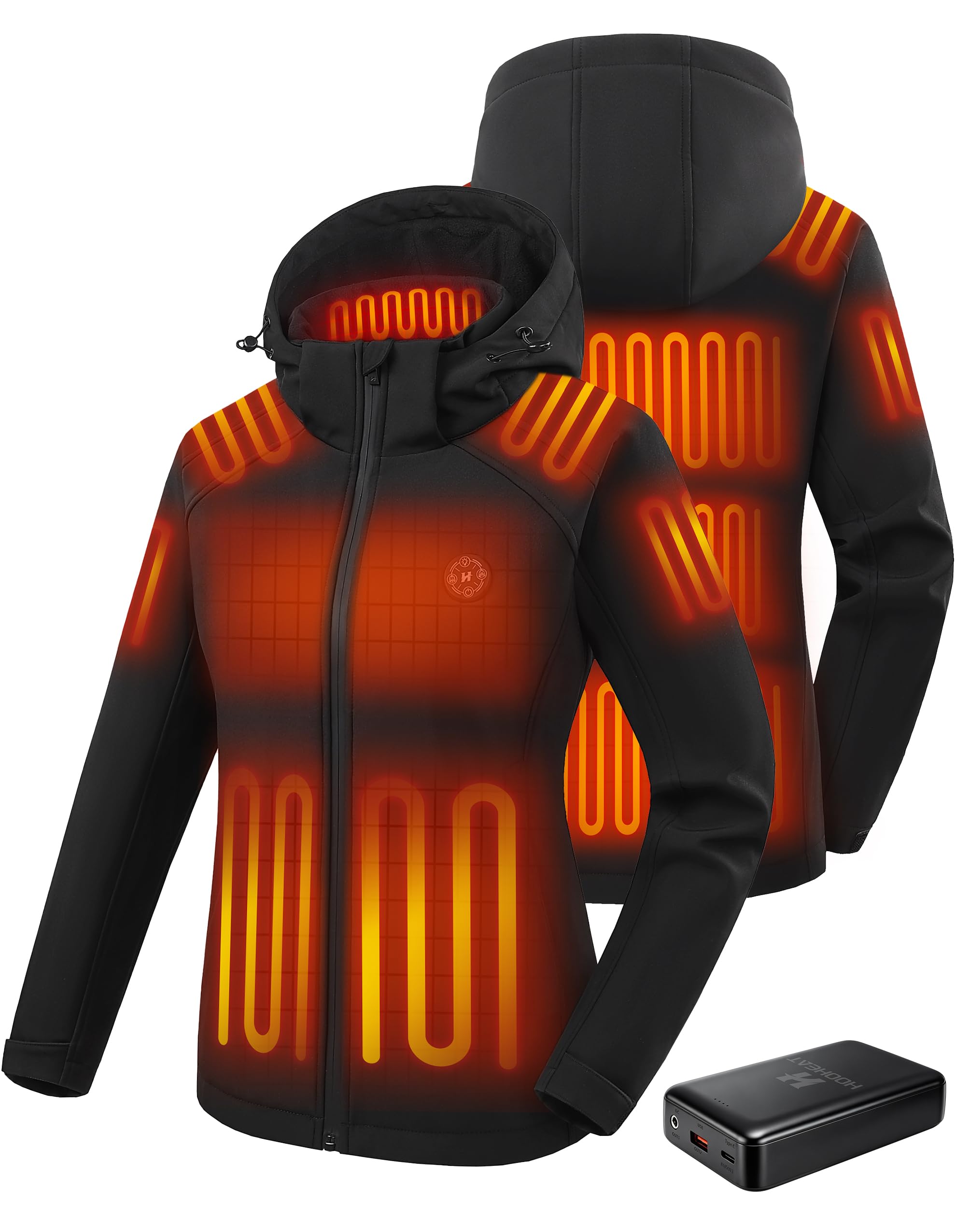 HOOHEAT Womens Heated Jacket with 16000mAh Battery Pack Included for Winter | 15