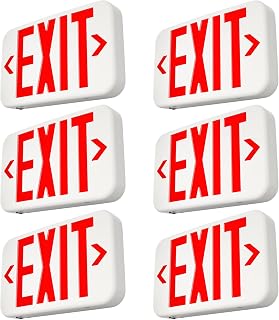FREELICHT 6 Pack Commercial Red Double-Sided LED Exit Sign 90 Min Backup | UL924 Listed,Dual Wall/Ceiling Mount,Hardwired 120/277V AC,5VA Flame Retardant Housing,Built-in 90 Min Backup Battery