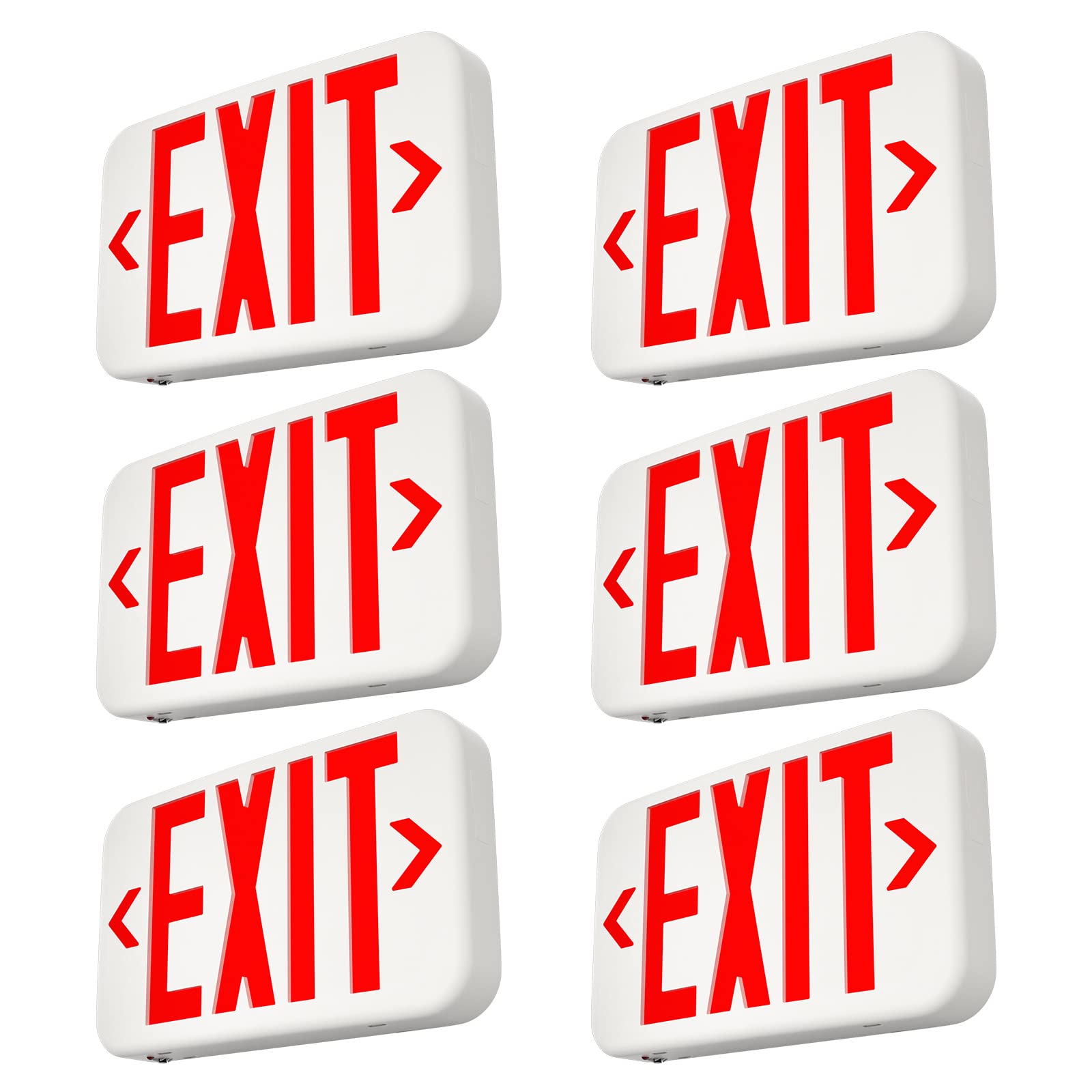 FREELICHT 6 Pack Commercial Red Double-Sided LED Exit Sign 90 Min Backup | UL924