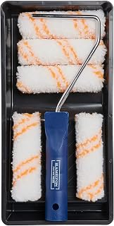Hamilton for The Trade 7 Piece Medium Pile Paint Roller Set with Tray, 4", White/Orange/Blue
