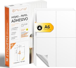 White Adhesive Labels, Create Your Custom Stickers for Any Surface, A4 Paper Safe Adhesive, Adhesive Label for Printing - Ophituria (4 per sheet, 50h)