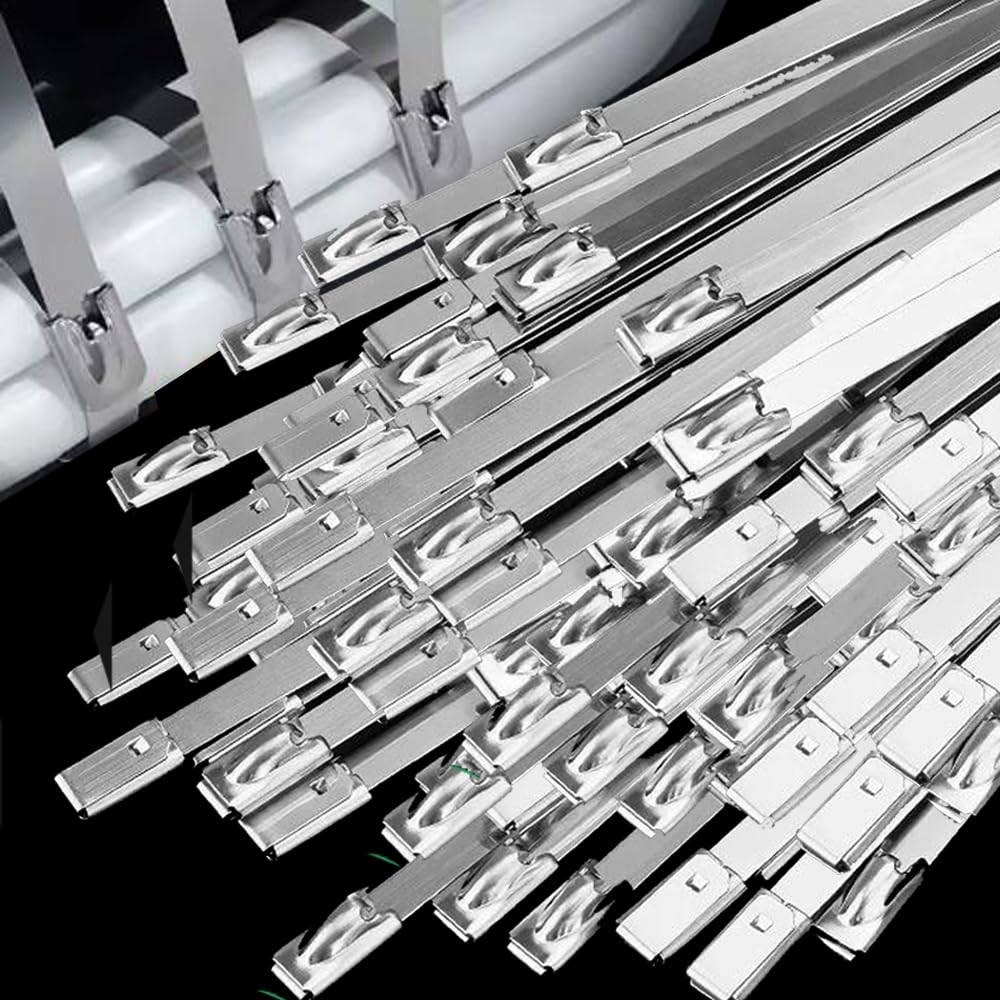 40pcs 150/200/30mm Metal Zip Ties 304 Stainless Steel Zip Ties Heavy Duty Multip