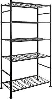 Sakugi Storage Shelves - 5 Tier Shelf Organizer, Heavy Duty Garage Shelving Unit with Leveling Feet, Stable Metal Shelves Organizer for Pantry, Kitchen and Closet, 33.0" W x 12.6" D x 72.0" H, Black