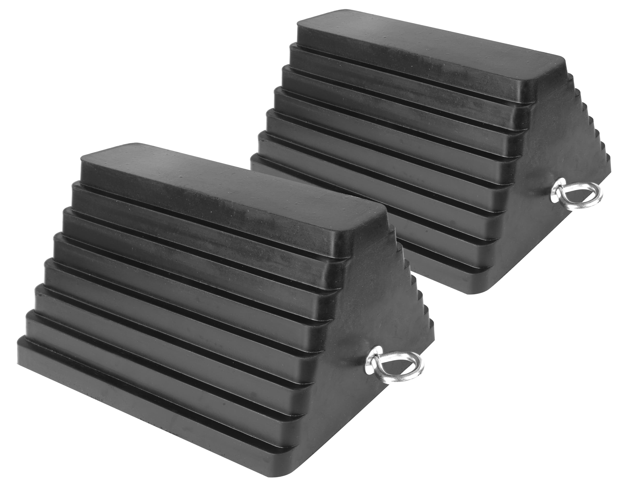MaxxHaul Rubber Wheel Chock 2 Pack, Large 10" x 8" x 6" Heavy Duty Tire Stop wit