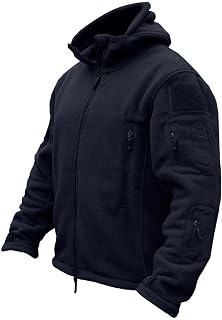 TACVASEN Men's Fleece Jacket, Military Outdoor Windproof Jacket with Hood