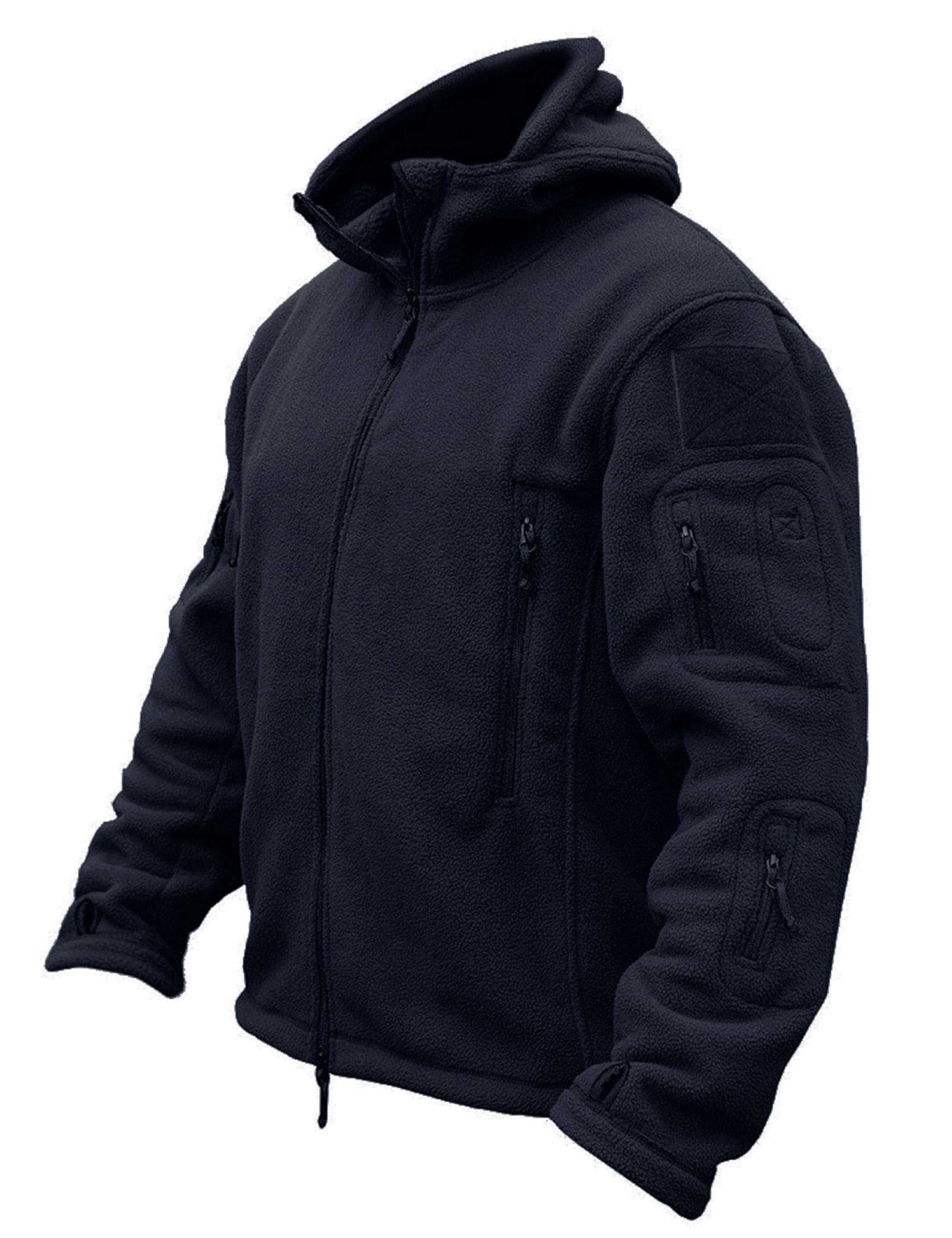 TACVASEN Men's Fleece Jacket, Military Outdoor Windproof Jacket with Hood