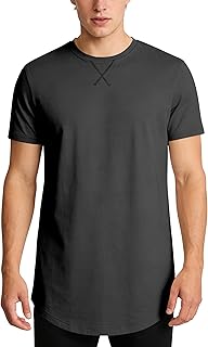 Mens Tall Lightweight Cotton Longline Slim Fit Drop Cut Muscle Tee