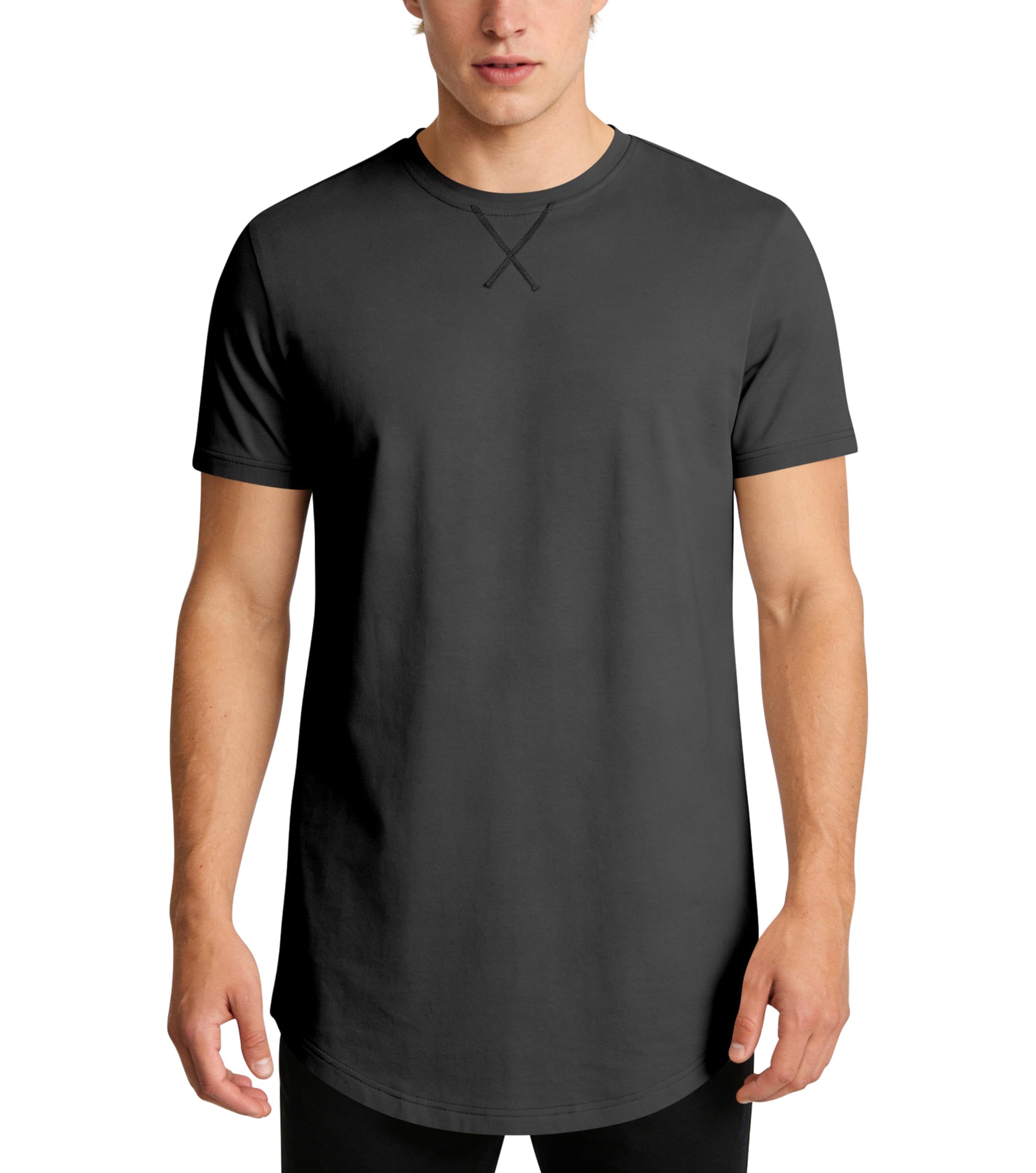 Mens Tall Lightweight Cotton Longline Slim Fit Drop Cut Muscle Tee