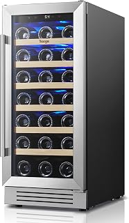 Yeego 15 Inch Wine Fridge, 33 Bottle Wine Cooler with Right-Hinged | Built-In or Freestanding, Under Counter Wine Refrigerator with Glass Door, 40-65°F | For Home Bar, Kitchen, Office