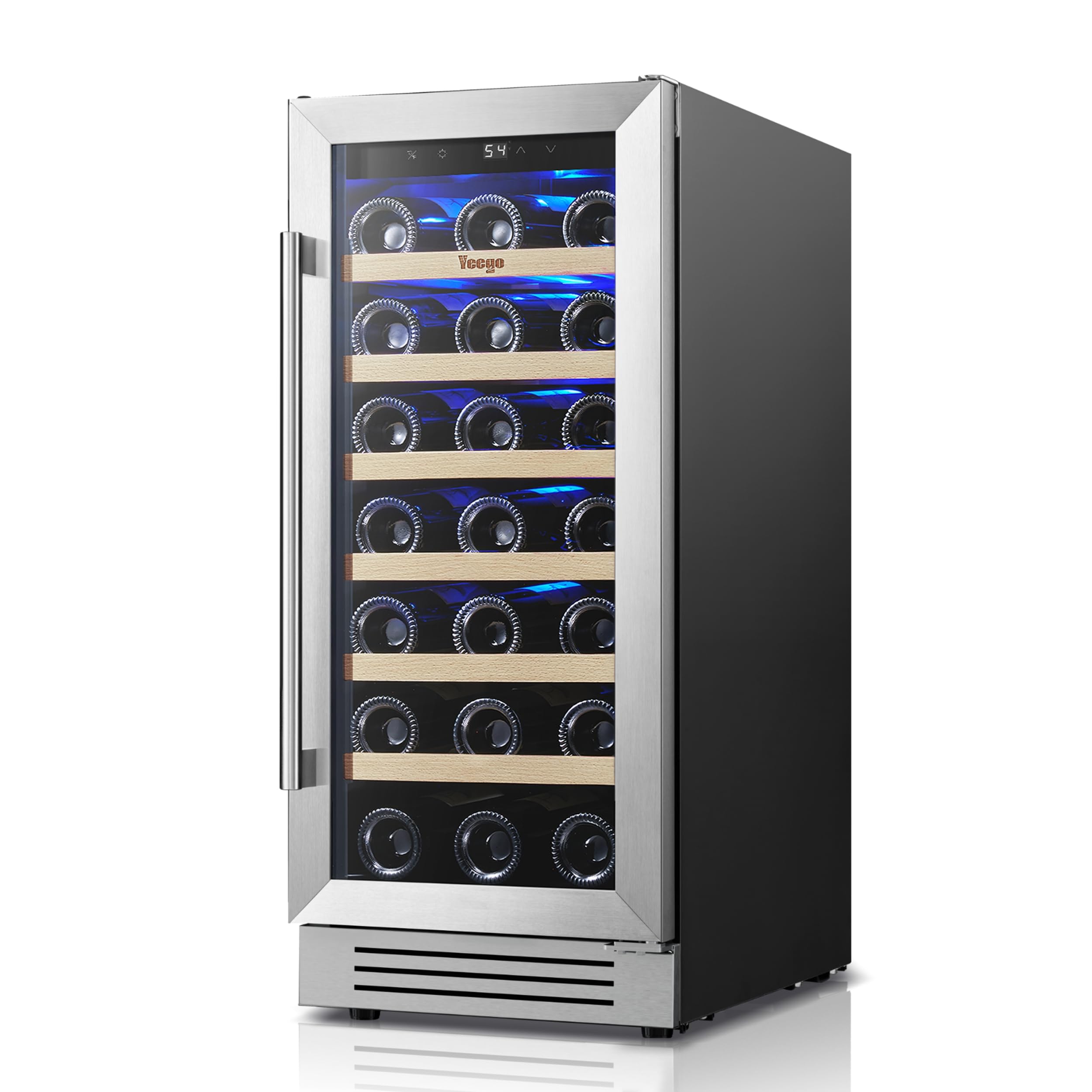 Yeego 15 Inch Wine Fridge, 33 Bottle Wine Cooler with Right-Hinged | Built-In or