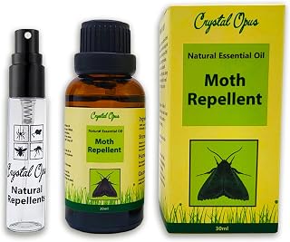 100% Natural Moth Repellent. Makes 10 litres. Wonderful Aroma. Blends Essential Oils that Deter Moths, Eggs & Larvae. Spray Bottle Included. for Clothes, Wardrobes, Drawers, Carpets & Cupboards.