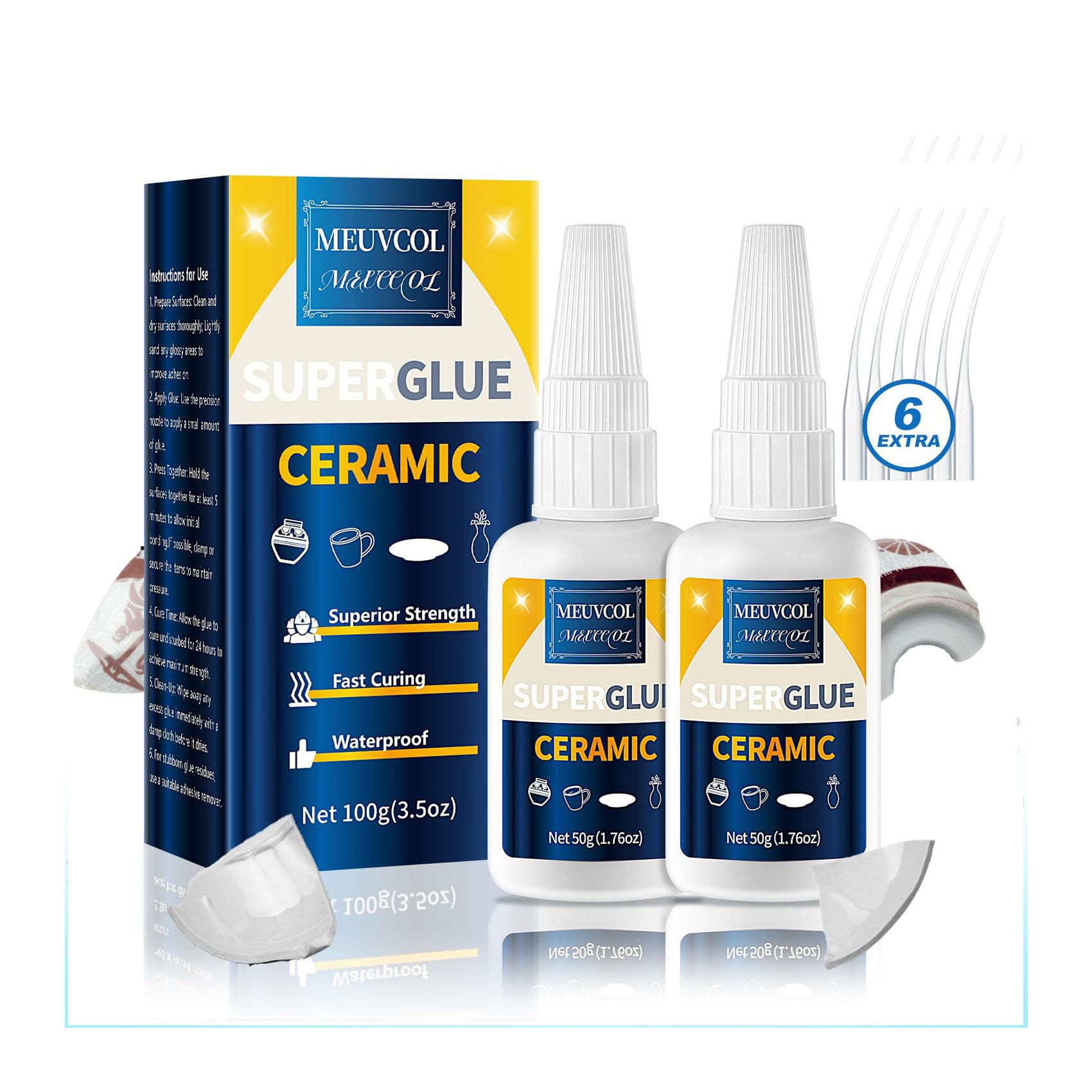 Ceramic Glue,100g Ceramic Super Glue For Porcelain, Pottery Repair, Fast Drying 
