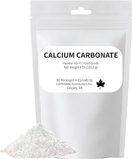 Calcium Carbonate Powder 8 Oz (226.8 g) Sold by CAPYBARA Distributors Inc. | Food Grade, Ideal for Winemaking, Brewing, Baking, Cooking Jams Preserves Juices