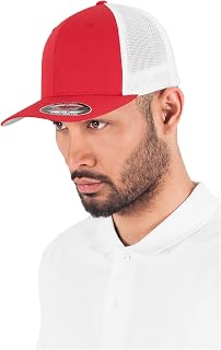 Flexfit Unisex Mesh Trucker Cap 2 Tone, Bicolor, One Size, L/XL, Red/White, One Size