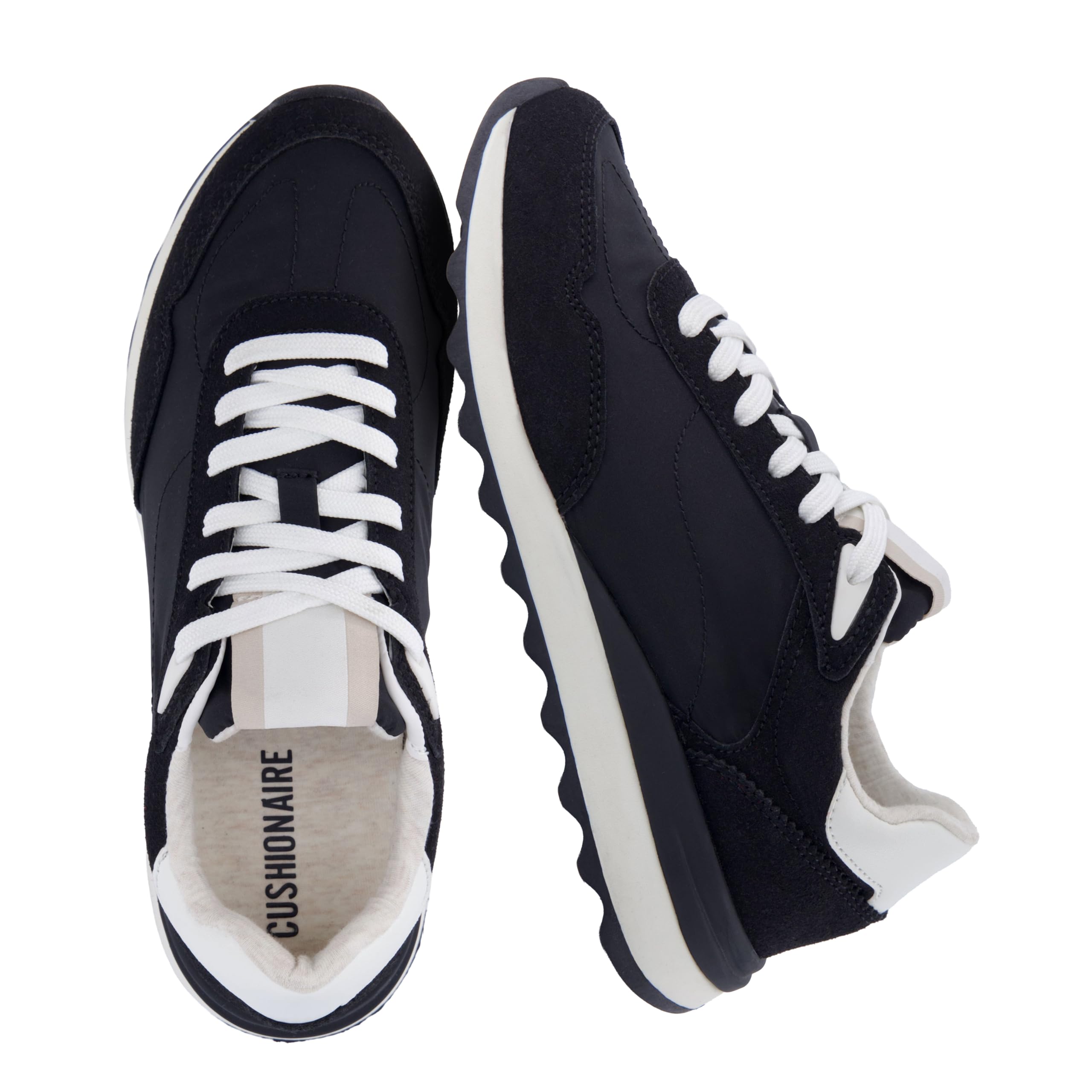 CUSHIONAIRE Women's Nylon Lace-up Kicks Sneaker + Comfort Foam, Wide Widths Avai