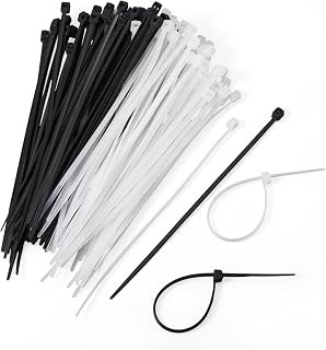 100 Pcs Nylon Cable Ties Black and White Self-Locking Multipurpose for Home Office Garden Workshop Cable Management 95x3mm
