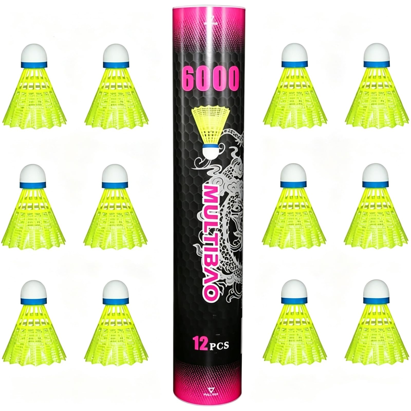 Multibao 12PCS Nylon Badminton Shuttlecocks Durable Windproof & High-Speed 77-79