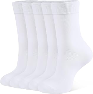 CLOSEMATE 5 Pairs Women's Cotton Socks with Elastic Comfort Waistband 35-42