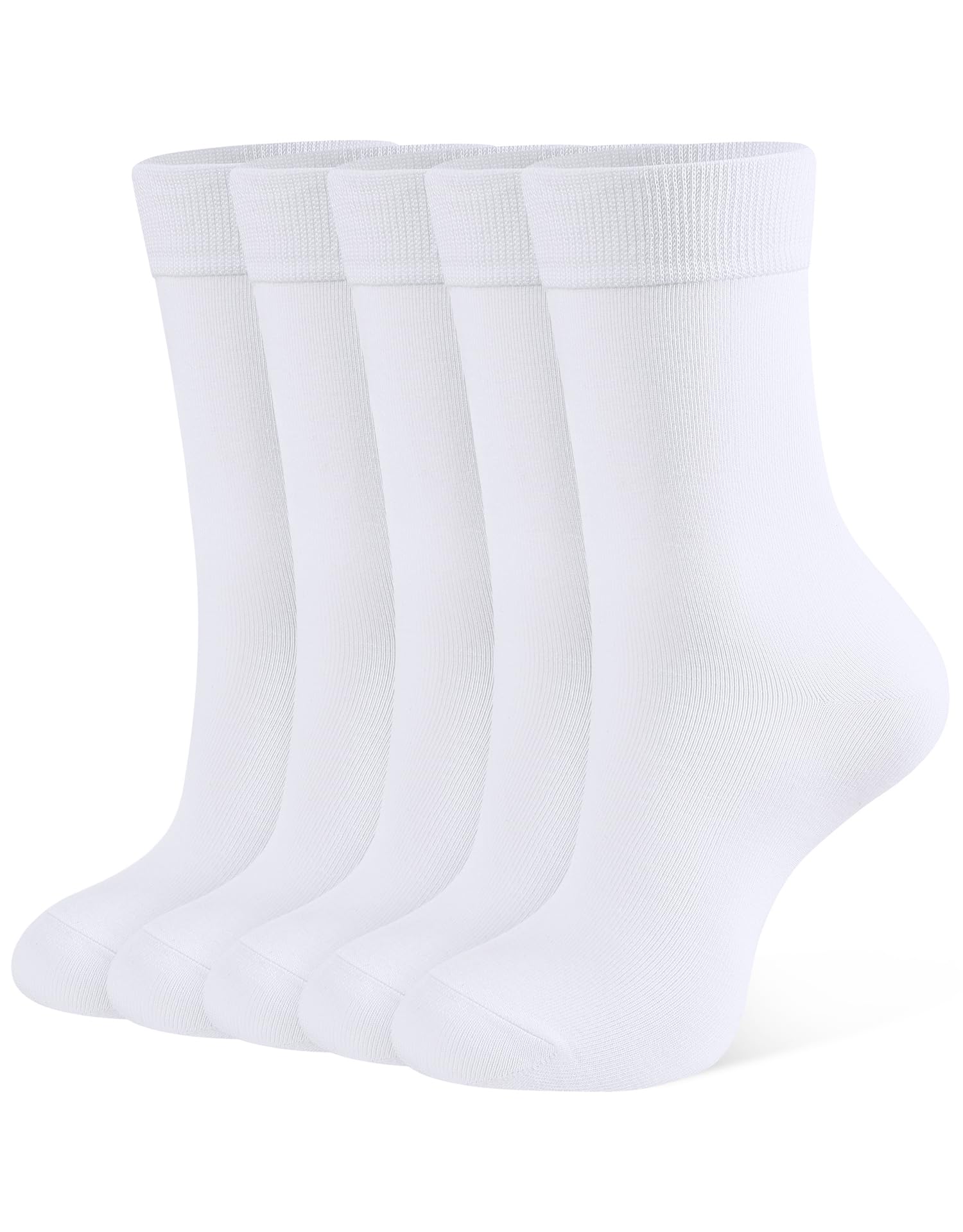 CLOSEMATE 5 Pairs Women's Cotton Socks with Elastic Comfort Waistband 35-42