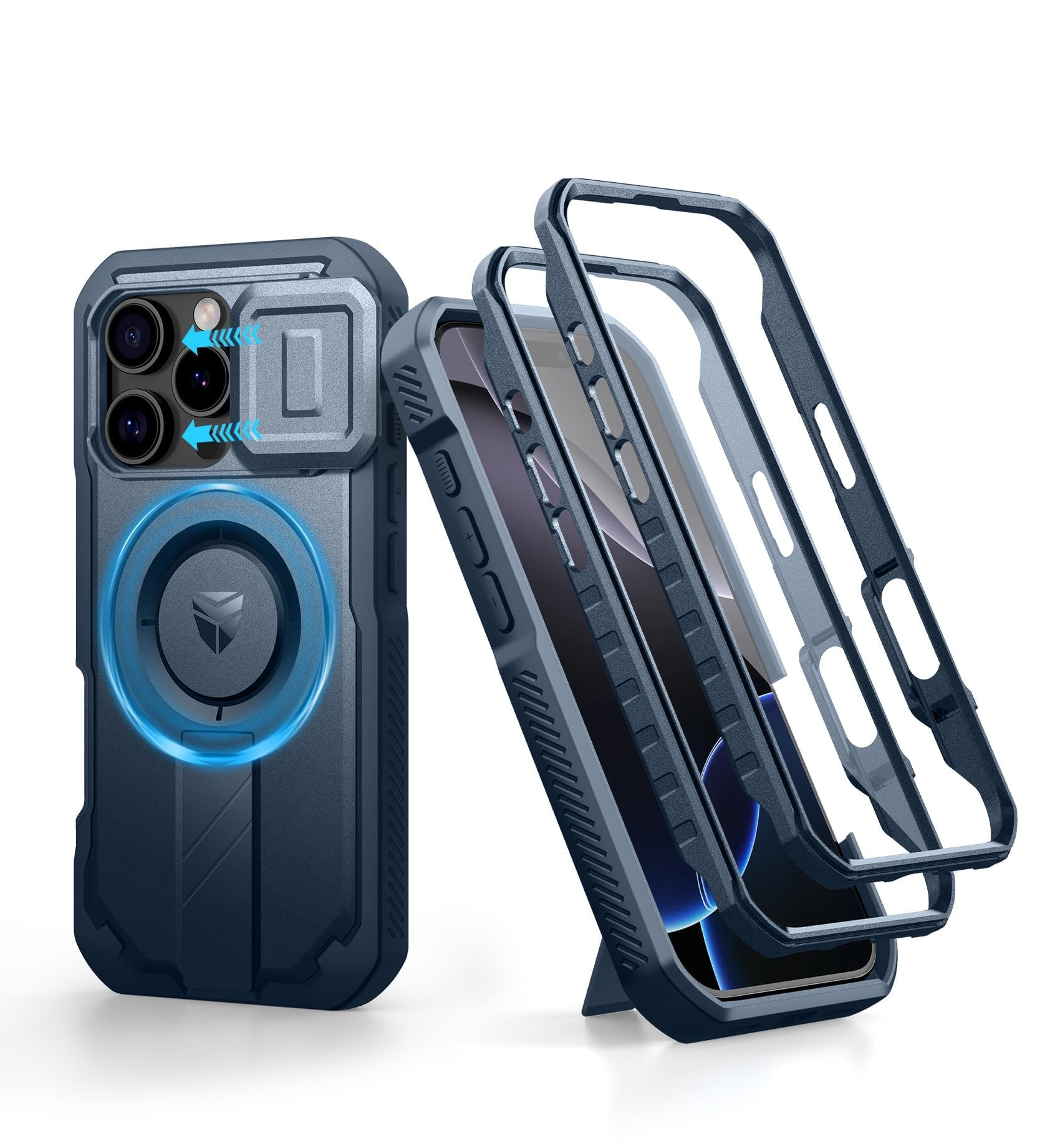 Dexnor for iPhone 16 Pro Case with Slide Camera Cover&Adjustable Kickstand & Bui