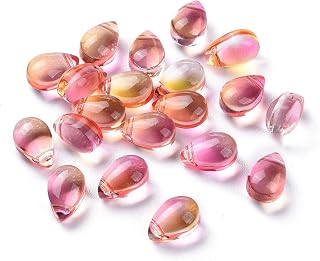200pcs Crystal Teardrop Beads Light Salmon Clear Loose Beads for DIY Earring Jewelry Costume Decorations 9x6x5mm