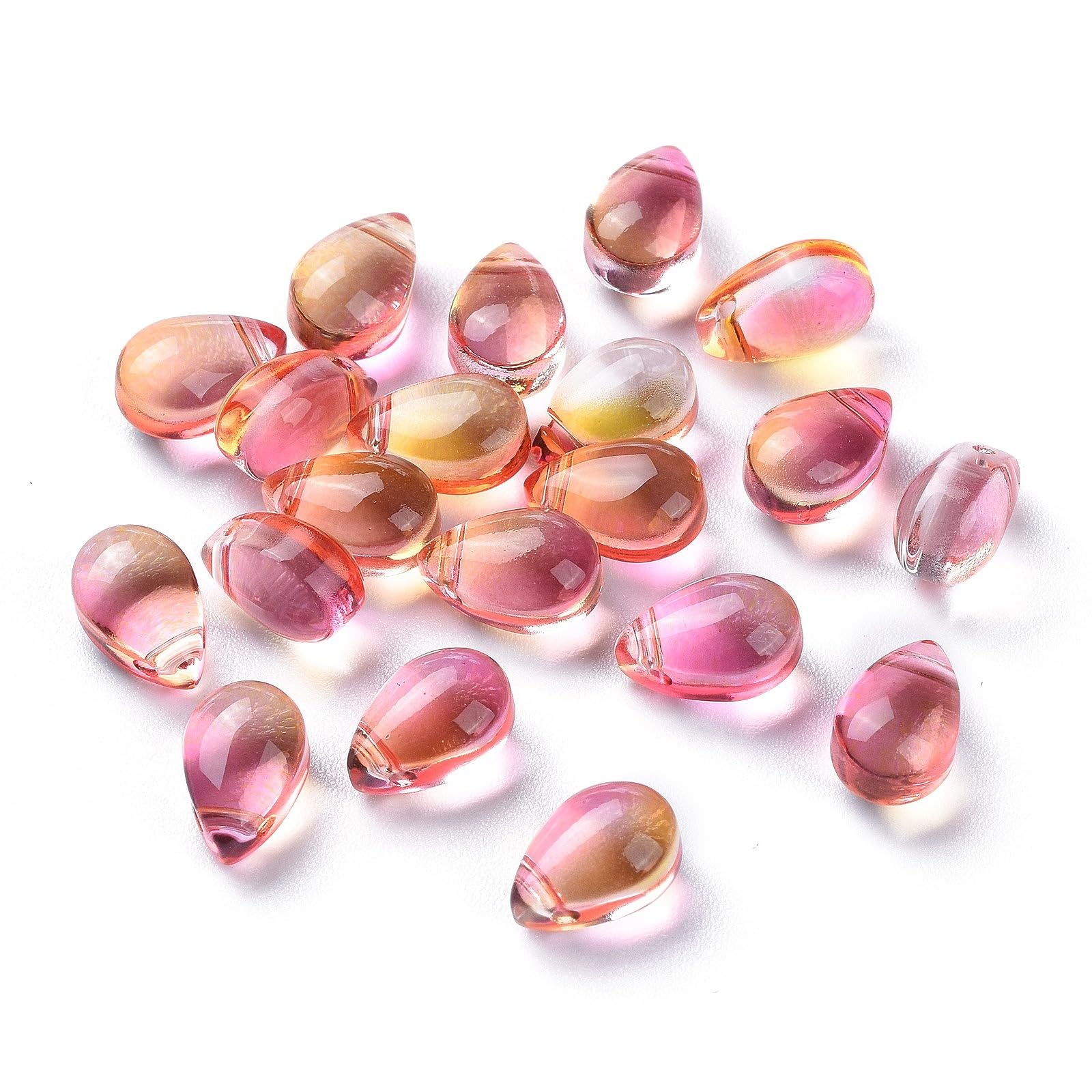 200pcs Crystal Teardrop Beads Light Salmon Clear Loose Beads for DIY Earring Jew