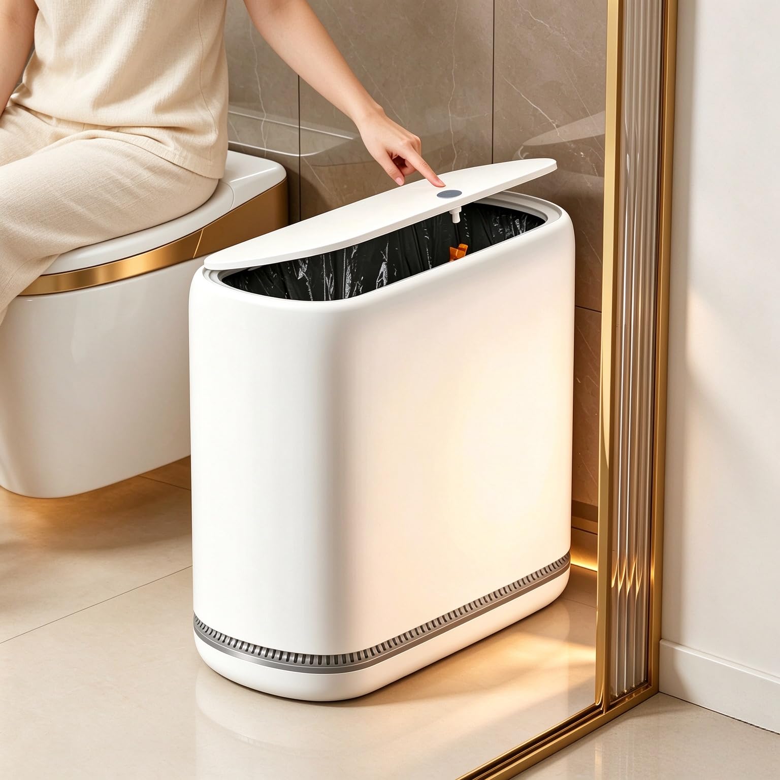 JOYBOS Bathroom Rubbish Bin, Adsorption Trash Can with Pressure Lid, 10L Dog Pro