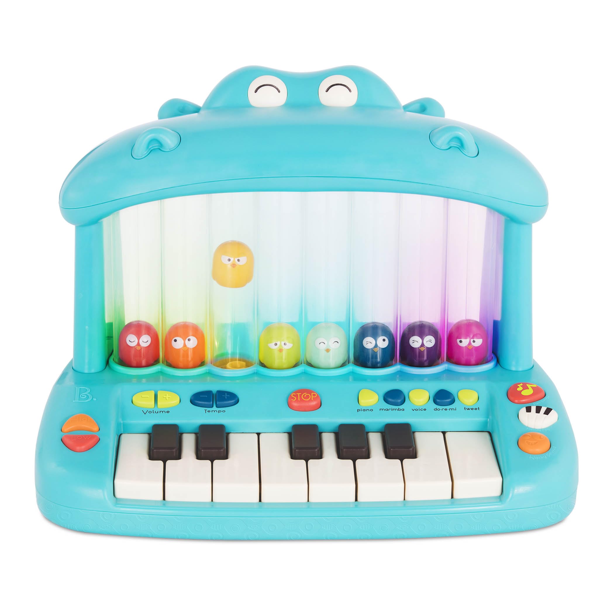 B. toys Hippo Pop Musical Toy Keyboard with Lights, Songs and Birds | Play piano