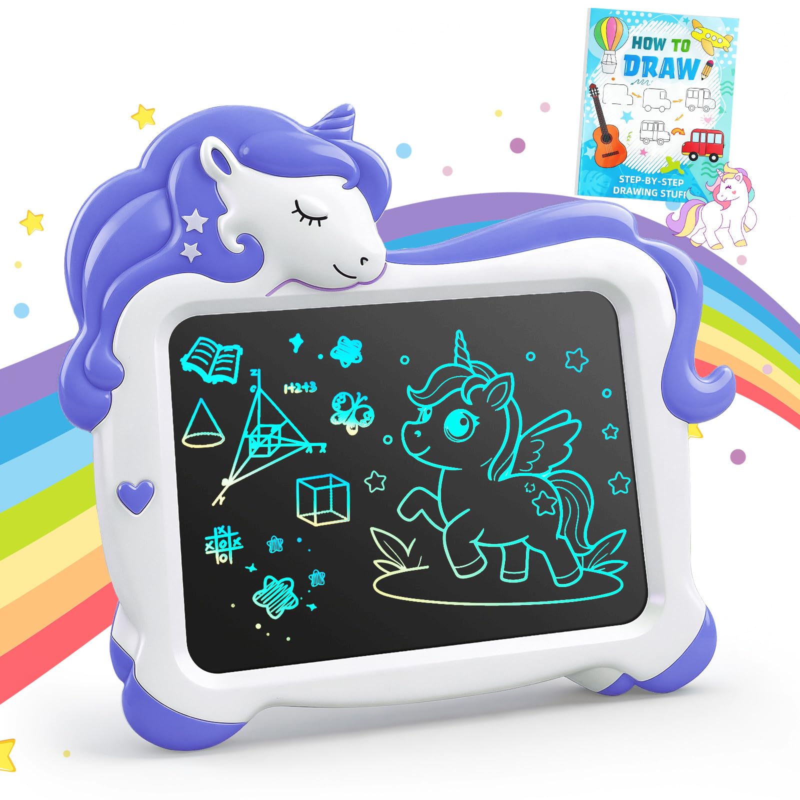 10 Inch LCD Writing Tablet for Kids, Unicorn Toys Gifts for Girls, Colorful Todd