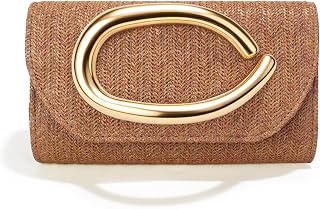 Bolsos de mano de paja para mujer, bolsa de playa de verano, bolsos de noche tejidos con cadena, monederos de moda con asa de metal 2026