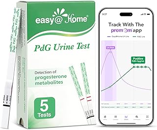 easy@Home PdG Test Strips: 5-Pack Progesterone Urine Tests | Track Ovulation Insights with Progesterone Test Strips, At Home Fertility Test for Women with Premom Ovulation App