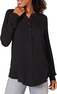 Amazon Essentials Women's Long-Sleeve Relaxed Fit Popover Blouse, Collared Business Casual Work Shirt