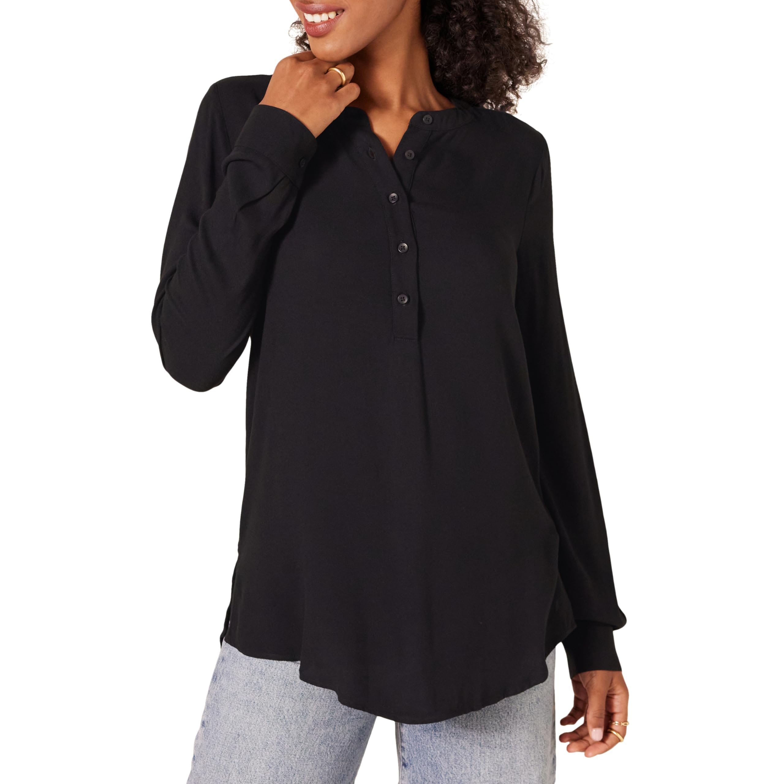 Amazon Essentials Women's Long-Sleeve Relaxed Fit Popover Blouse, Collared Busin