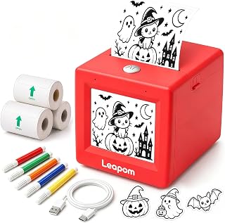 AI Voice Sticker Maker for Kids, Inkless Sticker Printer Machine Box, Red | Mini Thermal Printer, DIY Sticker Making Kit, Creative Craft Toy, Christmas Birthday Gifts for Boys and Girls Ages 3-12