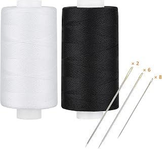 Simthread All Purpose Thread Polyester 400 Yards Each (1 White 1 Black)