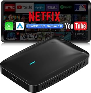 ATOTOSELECT Wireless CarPlay Adapter Magic AI Box with Dual-WiFi | Wireless Android Auto Adapter with AI Assistant, IoT Hub, Bluetooth, Enjoy Video & Music Apps, CB4A