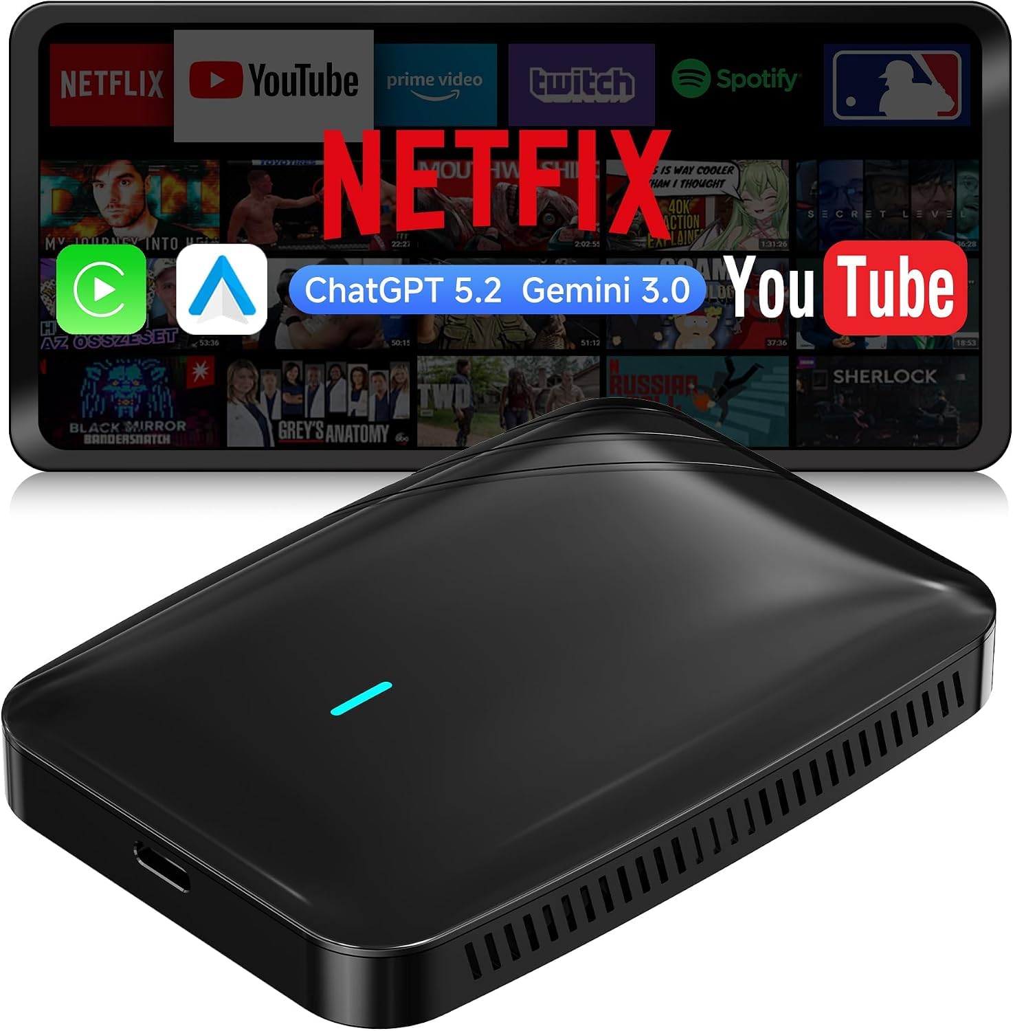 ATOTOSELECT Wireless CarPlay Adapter Magic AI Box with Dual-WiFi | Wireless Andr