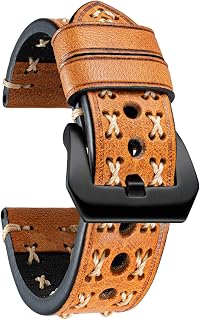 BINLUN Leather Watch Band Leather Watch Strap Men's Vintage Leather Watch Strap Men 20mm 22mm 24mm 26mm Handmade Thick Calf Leather Replacement Watch Belt Genuine Leather Watch Band Women's X-shaped