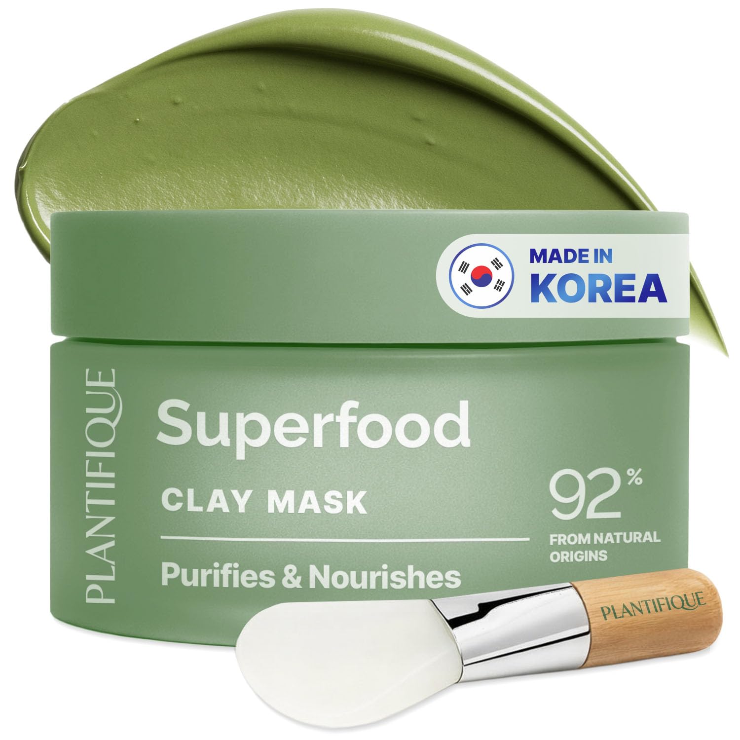 PLANTIFIQUE Clay Mask for Pore Cleansing – Dermatologically Tested, 110g