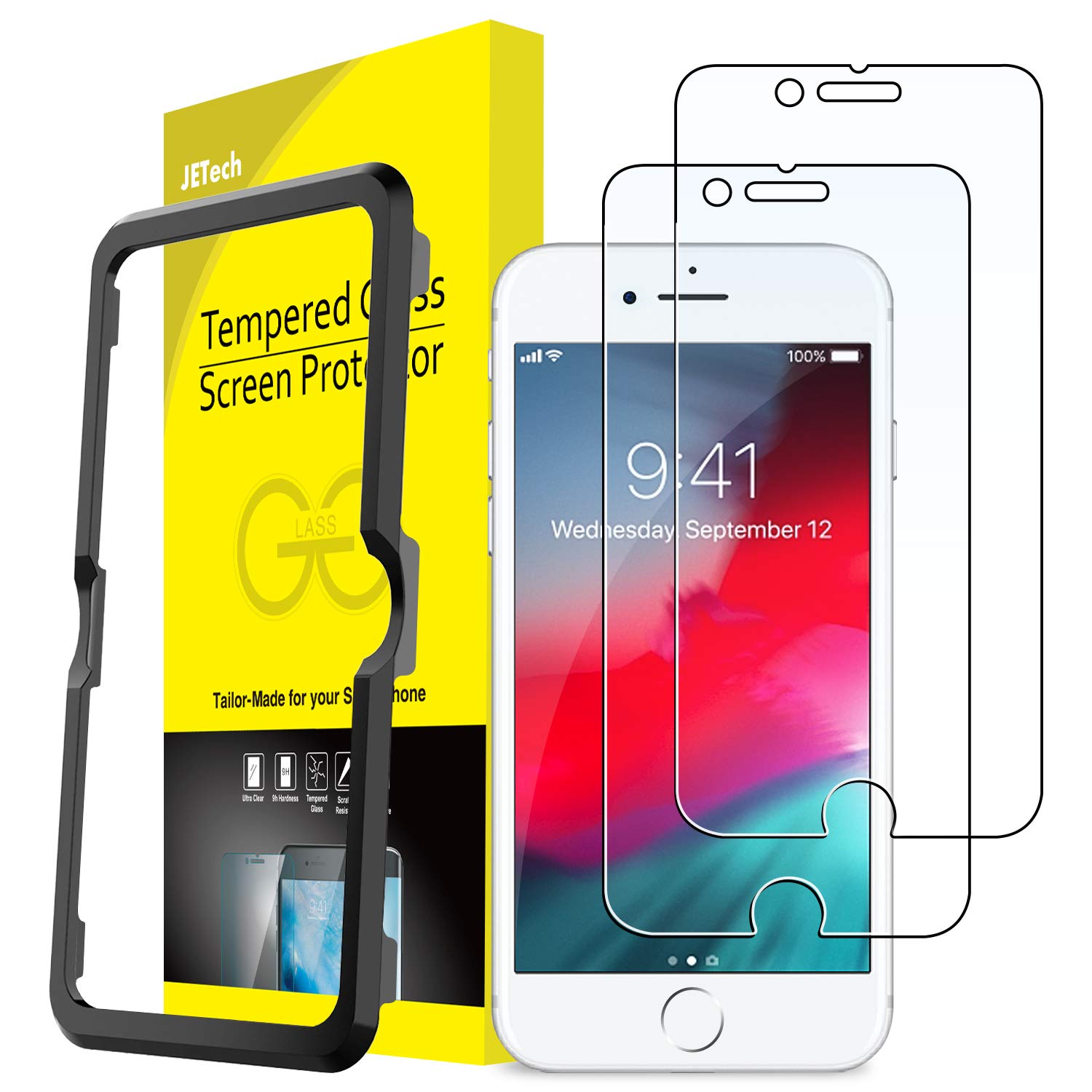 JETech Screen Protector for iPhone SE 3/2, iPhone 8/7/6s/6, 2-Pack