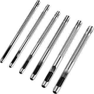 Leather Hollow Punch Set 6pcs Heavy Duty Hole Punch for Belts, Watch Bands | 6 Sizes 1/16–5/32 In, Hardened Carbon Steel Hollow Punch Set for Watch Bands, Belts, Leather Goods, DIY Crafts