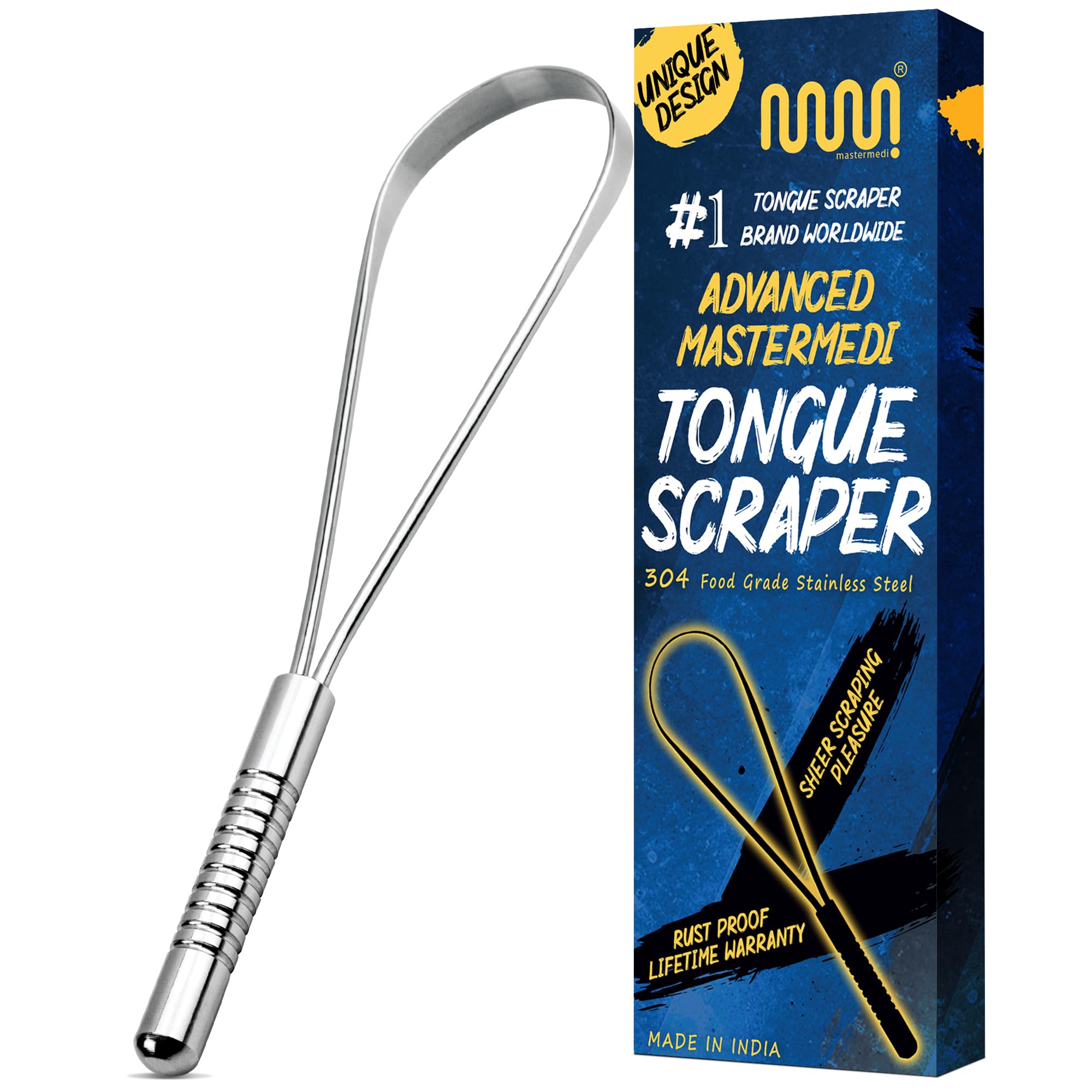 MasterMedi Tongue Scraper, Bad Breath Treatment for Adults & Kids, Medical Grade