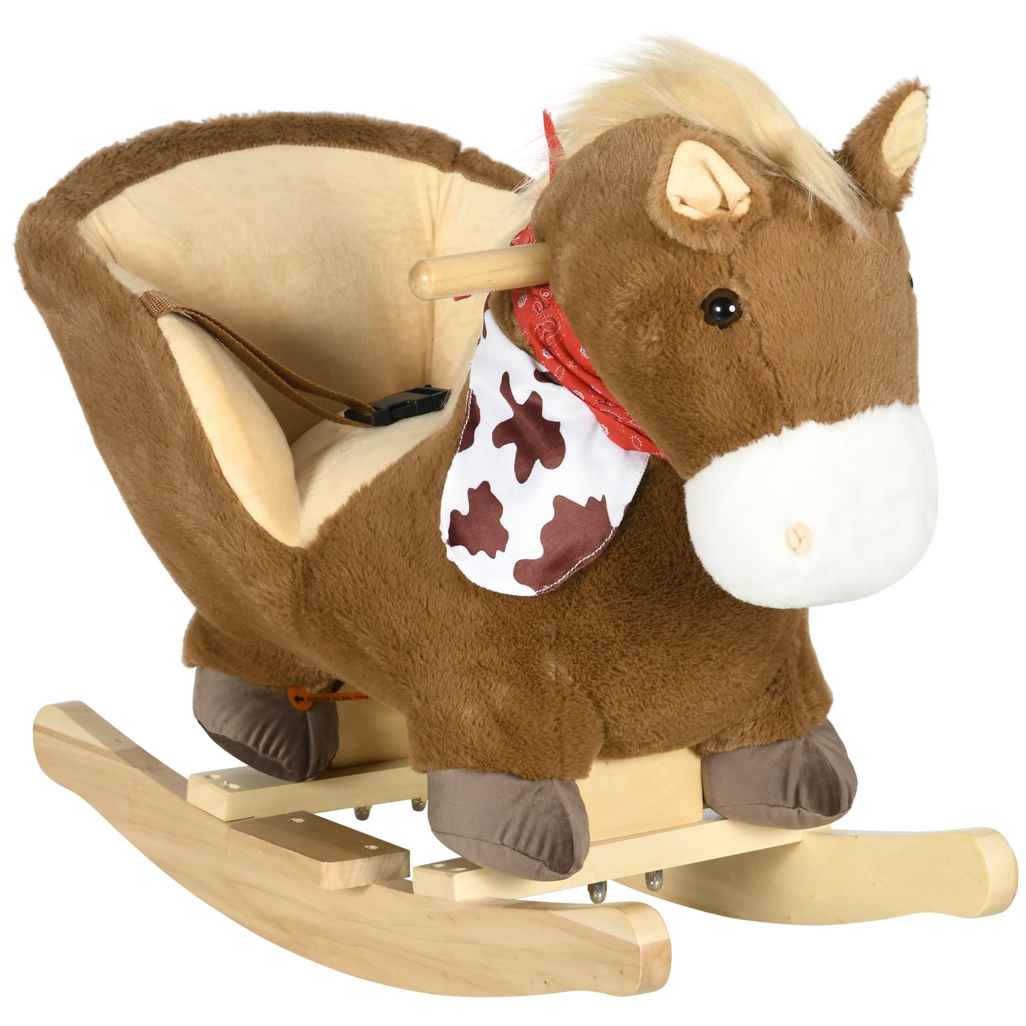 Qaba Baby Rocking Horse with Realistic Sound for Ages 18-36 Months Brown | Ridin
