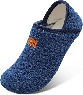 Fires Womens Mens Slippers with Rubber Sole Soft-Lightweight House Slipper Socks Around House Shoes Non Slip Indoor/Outdoor