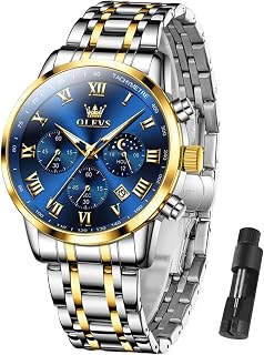 OLEVS Men's Watches Classic Silver Modern Men's Watch Two-Tone Stainless Steel Business Dress Casual Watch Bracelet Calendar Waterproof Blue White Black Date Dial